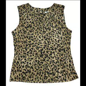 NWT New Women's DKNY Sleeveless Blouse Leopard Print Medium M Shirt Tank Top